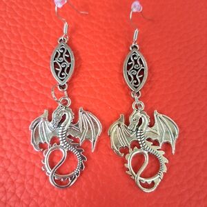 Gold Dragon Dangle Earrings